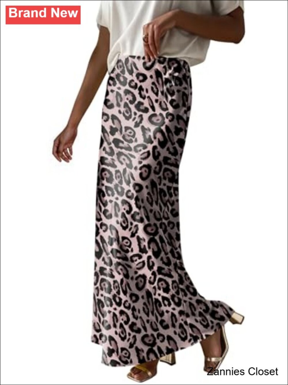 ✨ Prinbara Satin Maxi Skirt High Waisted Loose Fit Side Zip